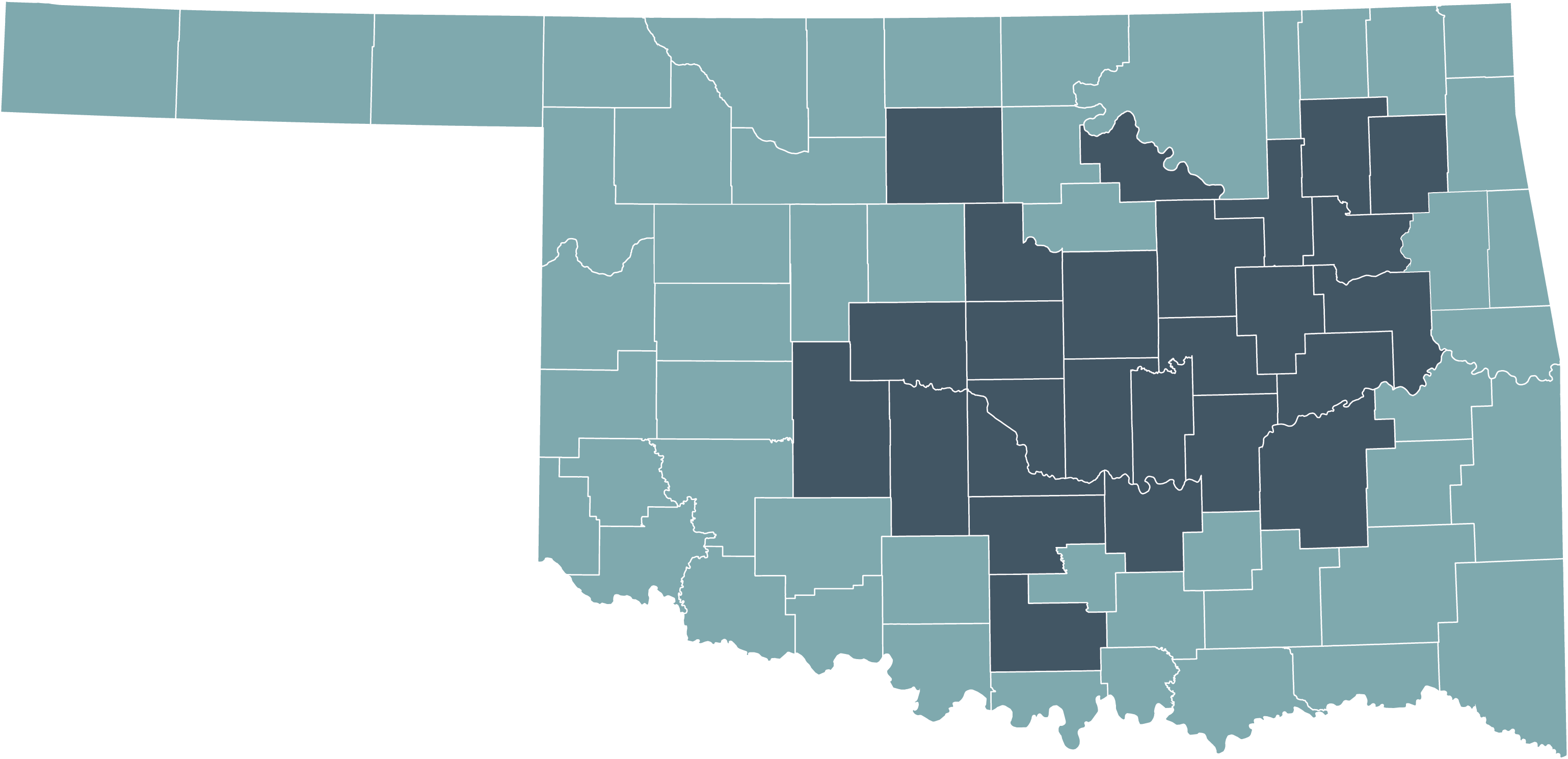 GlobalHealth coverage map of Oklahoma