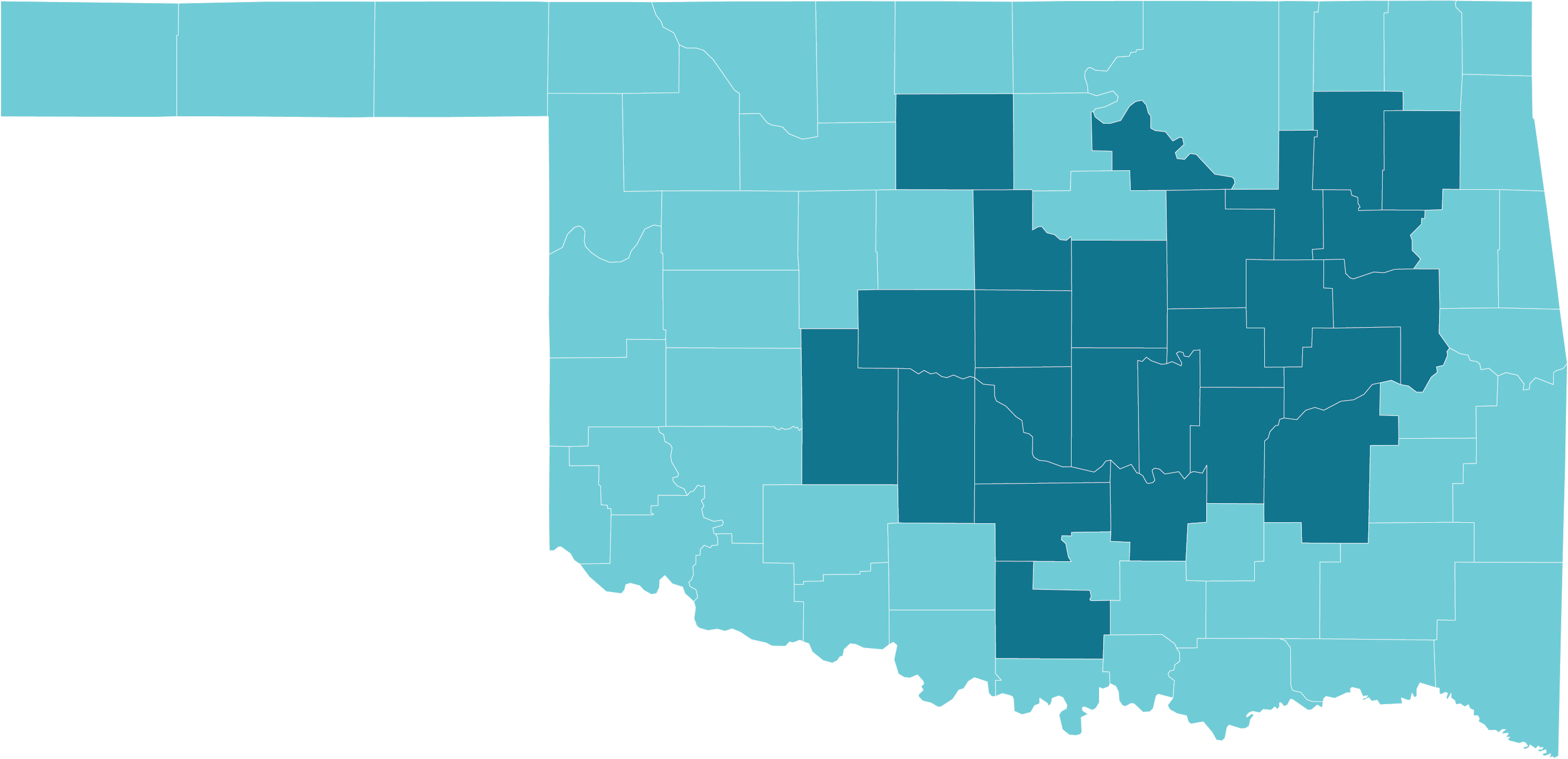 GlobalHealth coverage map of Oklahoma